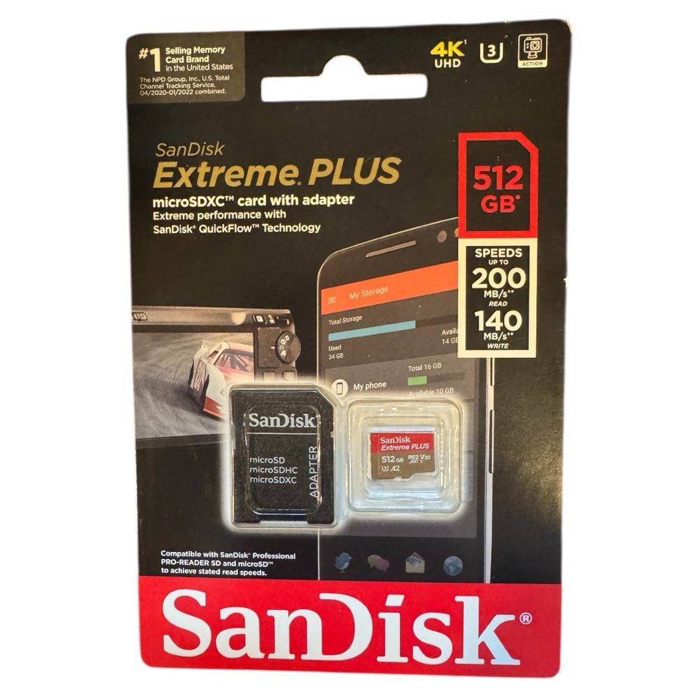 SanDisk Extreme PLUS 512GB microSDXC Card with Adapter